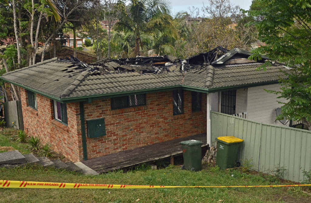 CAVED IN: Fire has gutted a house in Peppermint Place, South Grafton. Photo: Clair Morton CAVED IN: Fire has gutted a house in Peppermint Place, South Grafton. Photo: Clair Morton